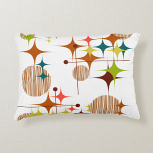 Mid Century Modern Starbursts and Globes Decorative Cushion