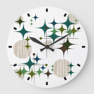 Mid Century Modern Starbursts and Globes Large Clock