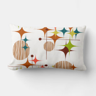 Mid Century Modern Starbursts and Globes Lumbar Cushion