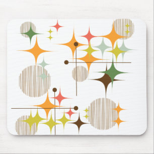 Mid Century Modern Starbursts and Globes Mouse Pad