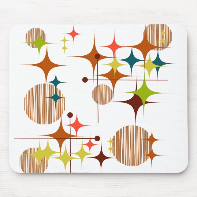 Mid Century Modern Starbursts and Globes Mouse Pad (Front)