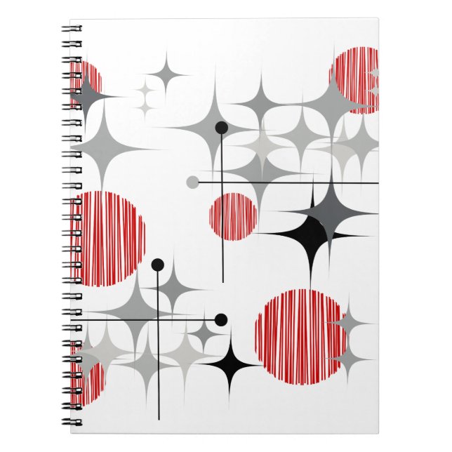 Mid Century Modern Starbursts and Globes Notebook (Front)