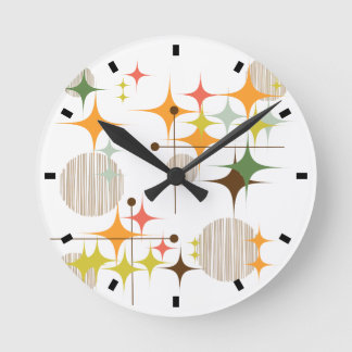 Mid Century Modern Starbursts and Globes Round Clock