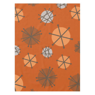 Mid Century Modern Starbursts Burnt Orange Tablecloth