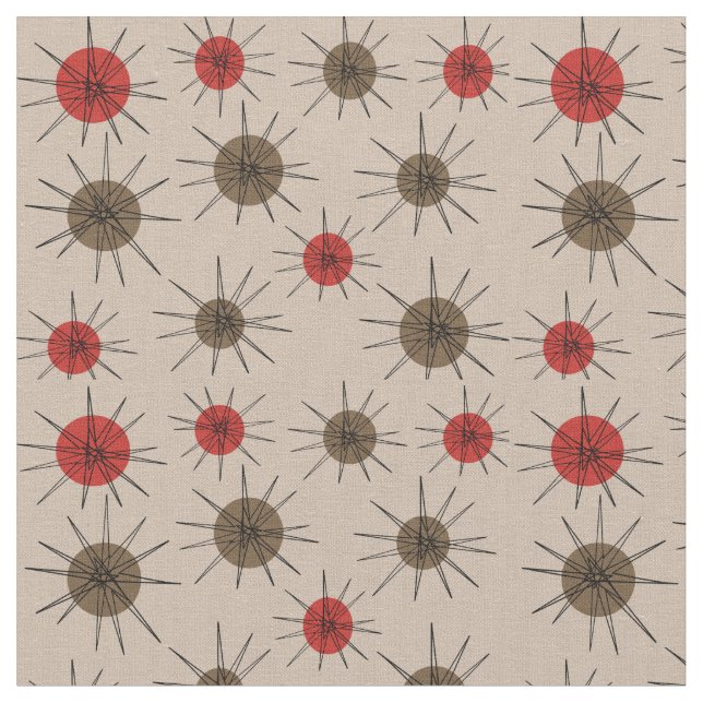 Mid-Century Modern Starbursts Fabric (Close Up)