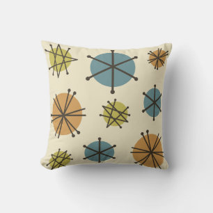 Mid Century Modern Starbursts Multicolored Cushion