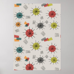 Mid-Century Modern Starbursts Poster