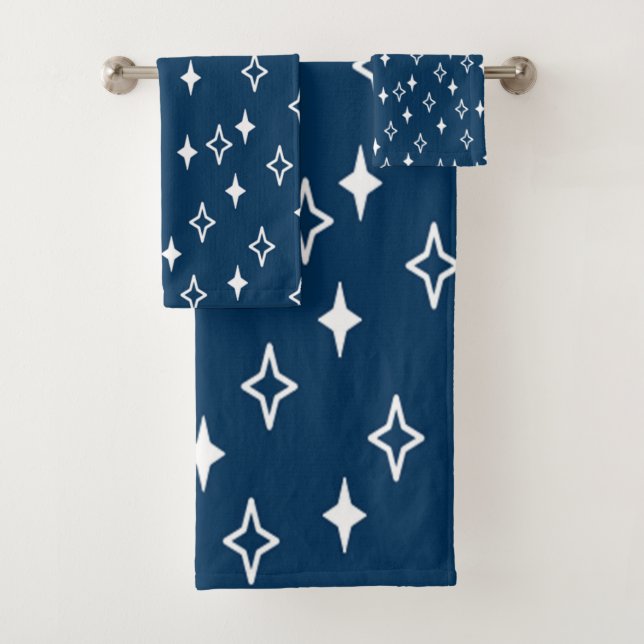 Mid-Century Modern Stars Bath Towel Set (Insitu)