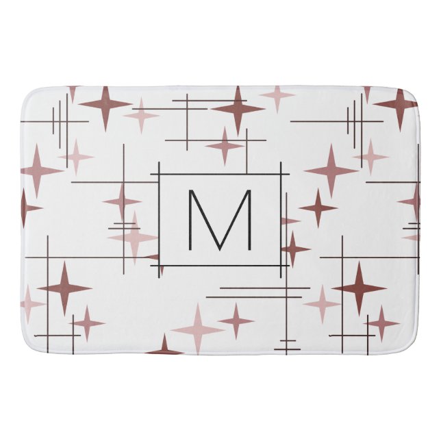 Mid Century Modern Stars Pink Bath Mat (Front)