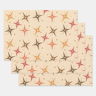 Mid Century Modern Stars Sky Wrapping Paper Sheet
