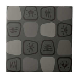 Mid Century Modern Stretched Squares Black Ceramic Tile