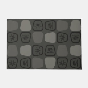 Mid Century Modern Stretched Squares Black Doormat