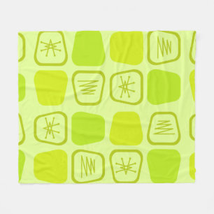 Mid Century Modern Stretched Squares Chartreuse Fleece Blanket
