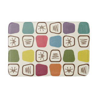 Mid Century Modern Stretched Squares Colourful Bath Mat