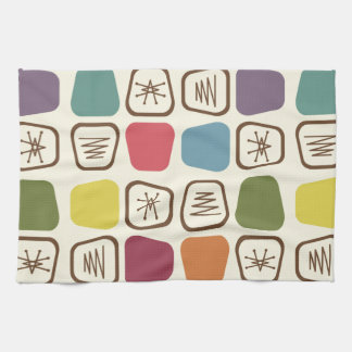 Mid Century Modern Stretched Squares Colourful Tea Towel