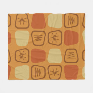 Mid Century Modern Stretched Squares Ochre Fleece Blanket