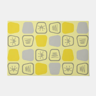 Mid Century Modern Stretched Squares Yellow Doormat