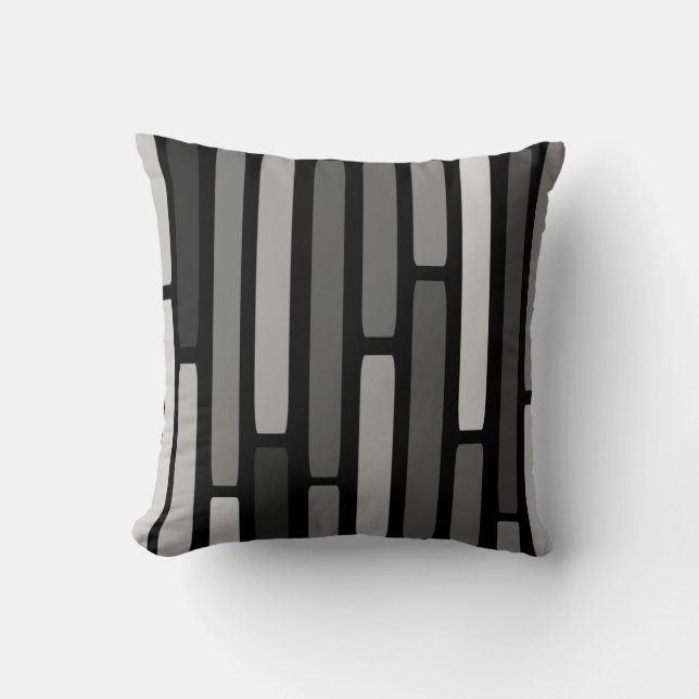 Mid Century Modern Stripes Black Cushion (Front)