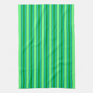 Mid-Century Modern Stripes, Lime Green and Aqua Tea Towel