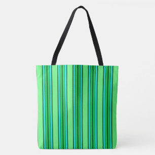 Mid-Century Modern Stripes, Lime Green and Aqua Tote Bag