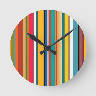 Mid-Century Modern Stripes Round Clock