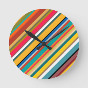 Mid-Century Modern Stripes Round Clock