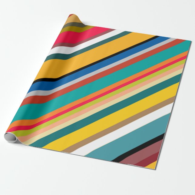 Mid-Century Modern Stripes  Wrapping Paper (Unrolled)
