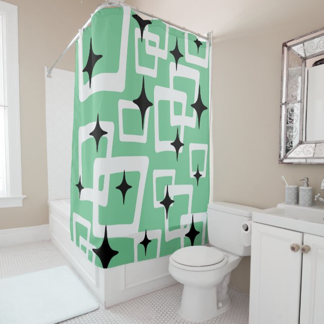 Mid-Century Modern Style 4 Shower Curtain (In Situ)