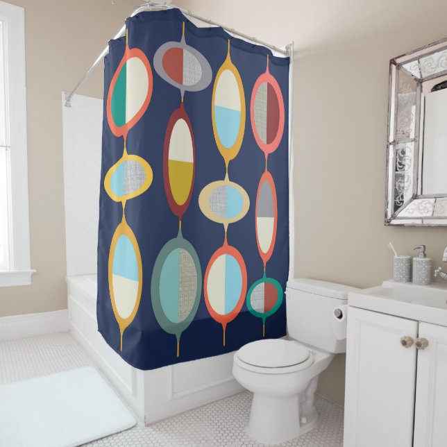 Mid-Century Modern Style 74 Shower Curtain (In Situ)