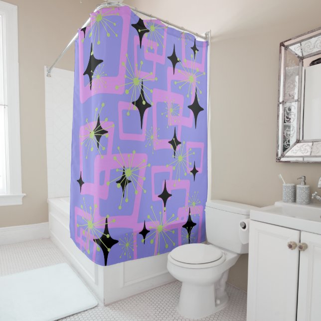 Mid-Century Modern Style 8 Shower Curtain (In Situ)