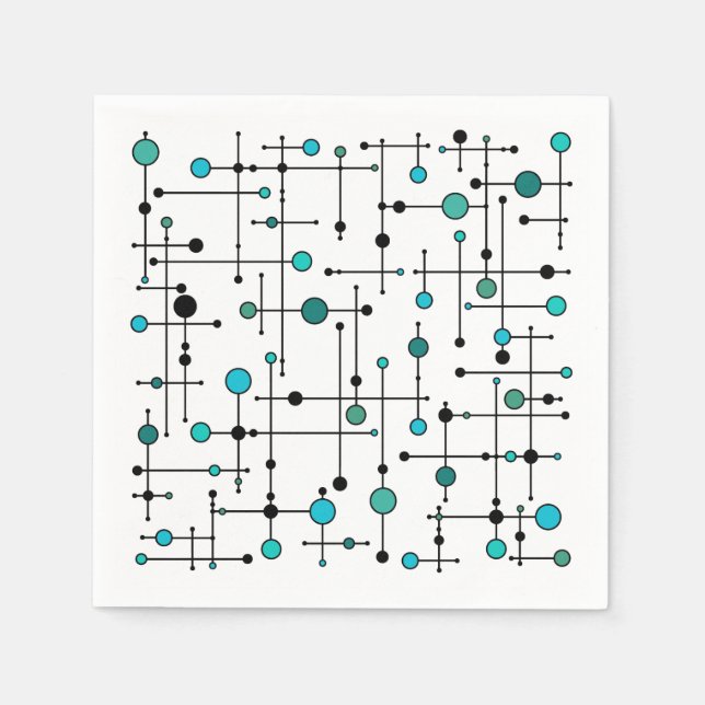 Mid-century modern style Aqua Blue Dot Napkin (Front)