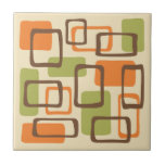 Mid Century Modern Style Ceramic Tile<br><div class="desc">Colourful Retro Mid Century Modern Abstract Pattern in Orange Brown Cream & Green.</div>