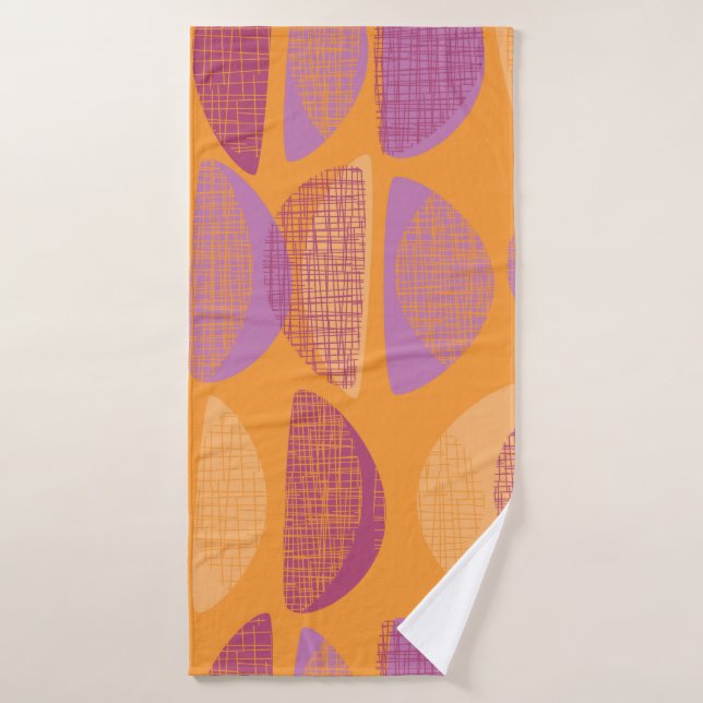 Mid century modern style illustration pattern bath towel (Bath Towel)