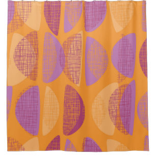 Mid century modern style illustration pattern shower curtain