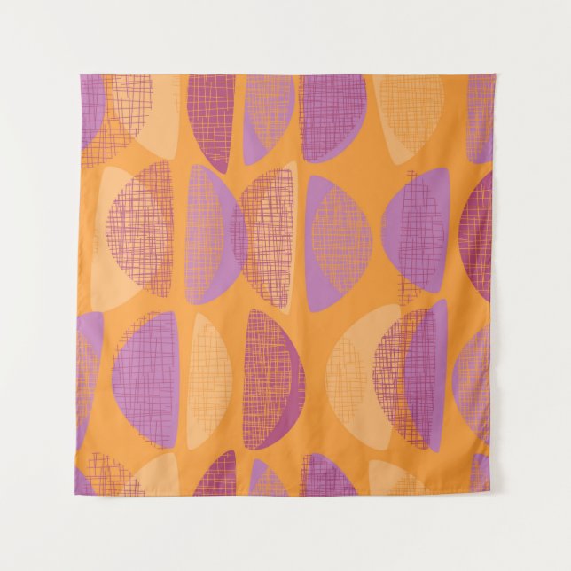 Mid century modern style illustration pattern tapestry (Front)