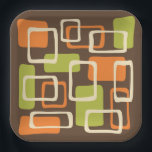 Mid Century Modern Style Paper Plate<br><div class="desc">Colourful Retro Mid Century Modern Abstract Pattern in Orange Brown Cream & Green.</div>