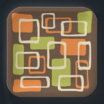 Mid Century Modern Style Paper Plate<br><div class="desc">Colourful Retro Mid Century Modern Abstract Pattern in Orange Brown Cream & Green.</div>