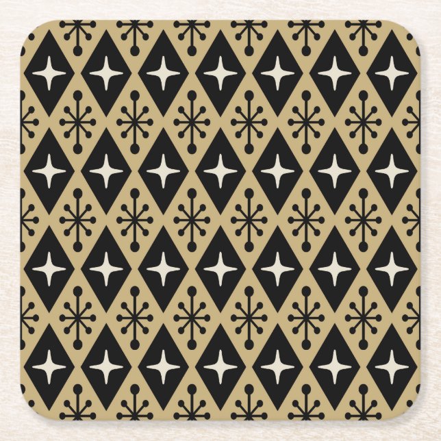 Mid Century Modern Style Square Paper Coaster (Front)