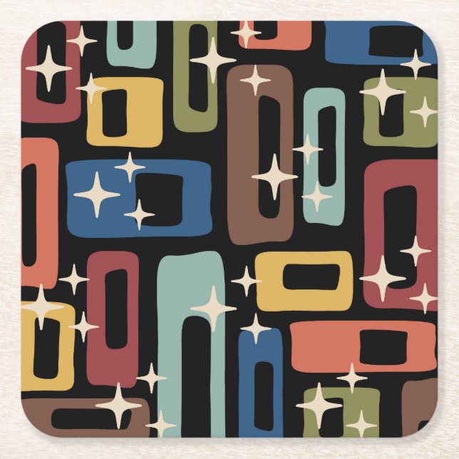Mid Century Modern Style Square Paper Coaster (Front)