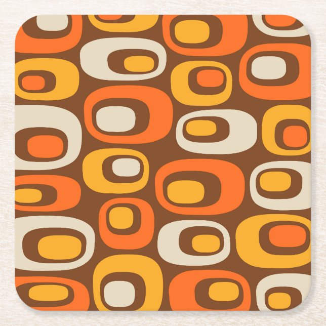 Mid Century Modern Style Square Paper Coaster (Front)