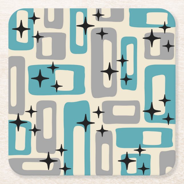 Mid Century Modern Style Square Paper Coaster (Front)
