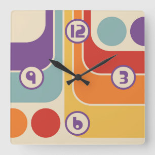 Mid Century Modern Style Square Wall Clock