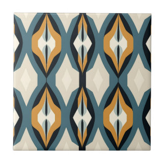 Mid-Century Modern Stylised Geometric Pattern Ceramic Tile
