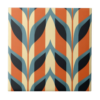 Mid-Century Modern Stylised Geometric Pattern Ceramic Tile