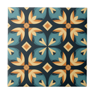 Mid-Century Modern Stylised Geometric Pattern Ceramic Tile