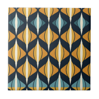 Mid-Century Modern Stylised Geometric Pattern Ceramic Tile