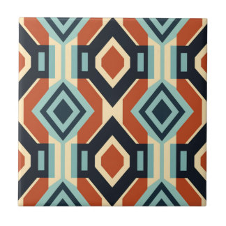 Mid-Century Modern Stylised Geometric Pattern Ceramic Tile