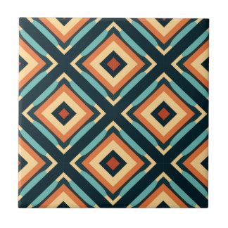 Mid-Century Modern Stylised Geometric Pattern Ceramic Tile