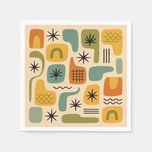 Mid Century Modern Summer Starburst Pattern Napkin (Front)