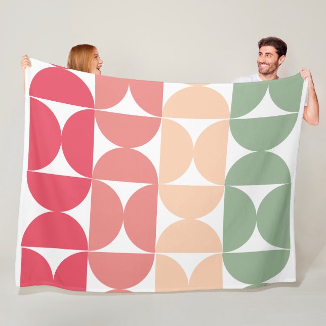 Mid-Century Modern Summer Sunset    Fleece Blanket (In Situ)